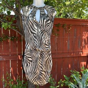 Animal Print Dress with Black and Gold Accents